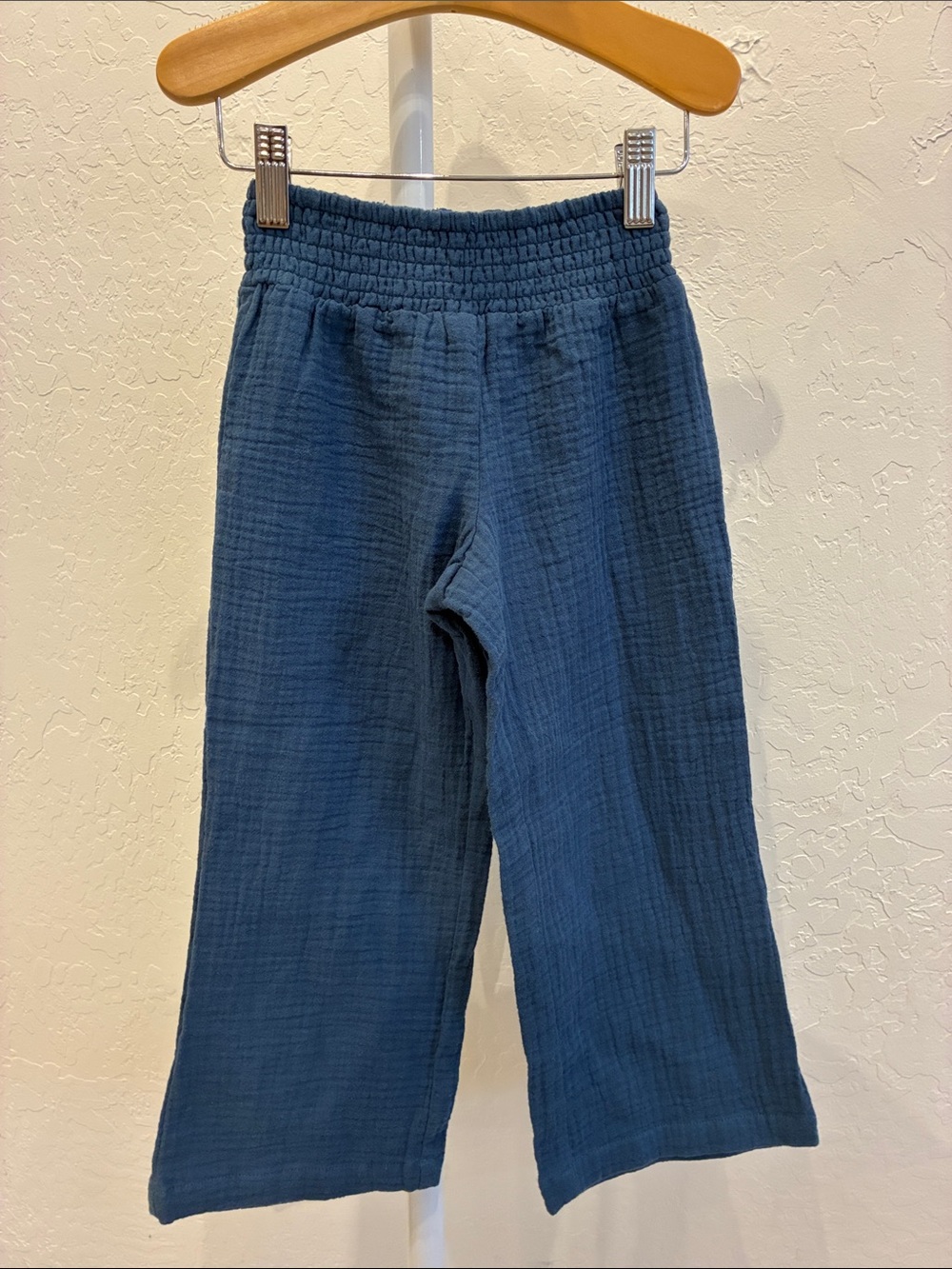 Kids Wide-Leg Cotton Gauze Pants in Deep Teal